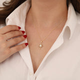 14k Gold | White Opal North Star Necklace