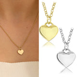 14k Gold | 2mm Rolo Chain Necklace with Flat Heart Charm