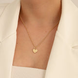 14k Gold | 2mm Rolo Chain Necklace with Flat Heart Charm