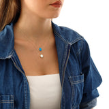 14k Gold | 12mm Oval Blue Opal Necklace