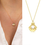 14k Gold | Pearl in Sea Shell Pendant