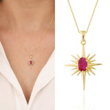 14k Gold | Ruby North Star Necklace