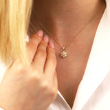 14k Gold | White Opal Hexagon Flower Necklace