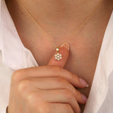 14k Gold | White Opal Hexagon Flower Necklace