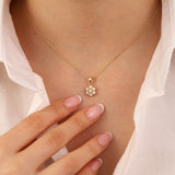 14k Gold | White Opal Hexagon Flower Necklace