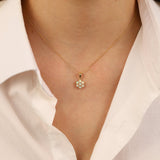 14k Gold | White Opal Hexagon Flower Necklace