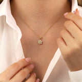 14k Gold | White Opal Hexagon Flower Necklace