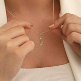 14k Gold | 2mm Rolo Chain Necklace with Anchor Charm