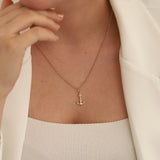 14k Gold | 2mm Rolo Chain Necklace with Anchor Charm