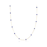 14k Gold | Round Lapis Lazuli Beaded Necklace