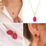 14k Gold | Ruby Oval Necklace