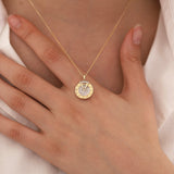 14k Gold | Zodiac Rotating Disc Diamond Necklace