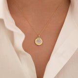 14k Gold | Zodiac Rotating Disc Diamond Necklace