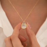 14k Gold | Zodiac Rotating Disc Diamond Necklace