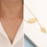 14k Gold | Double Leaf  Necklace