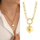 14k Gold | 5.5mm Rolo Chain Charm Necklace