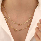 14k Gold | Paperclip & Round Link Chain Necklace