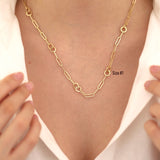 14k Gold | Paperclip & Round Link Chain Necklace