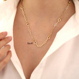 14k Gold | Paperclip & Round Link Chain Necklace