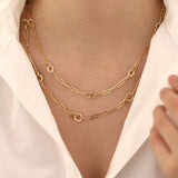 14k Gold | Paperclip & Round Link Chain Necklace