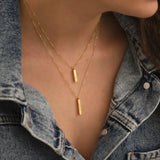 14k Gold | Personalized 3D Bar Necklace