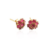 14k Gold | Ruby Hexagon Flower Stud Earrings