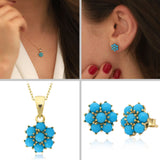 14k Gold | Turquoise Hexagon Flower Necklace