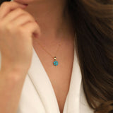 14k Gold | Turquoise Hexagon Flower Necklace