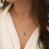 14k Gold | Turquoise Hexagon Flower Necklace