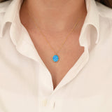 14k Gold | 14mm Oval Blue Opal Necklace