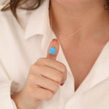 14k Gold | 14mm Oval Blue Opal Necklace