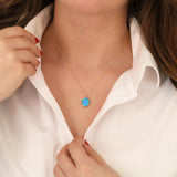 14k Gold | 14mm Oval Blue Opal Necklace