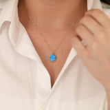 14k Gold | 14mm Oval Blue Opal Necklace