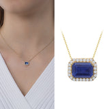 14k Gold | Blue Baguette Cut Necklace