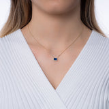 14k Gold | Blue Baguette Cut Necklace