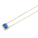 14k Gold | Blue Sapphire Baguette Cut Necklace