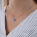 14k Gold | Blue Baguette Cut Necklace