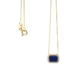 14k Gold | Blue Sapphire Baguette Cut Necklace