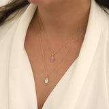 14k Gold | Pink & White Hamsa Necklace