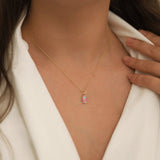 14k Gold | Pink & White Hamsa Necklace