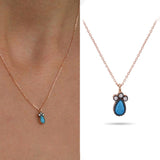 14k Gold | Gold Bezel Turquoise Teardrop Necklace