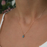 14k Gold | Gold Bezel Turquoise Teardrop Necklace