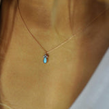 14k Gold | Gold Bezel Turquoise Teardrop Necklace