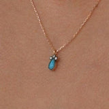 14k Gold | Gold Bezel Turquoise Teardrop Necklace