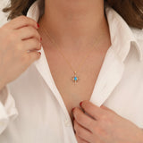 14k Gold | Blue Opal North Star Necklace