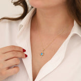 14k Gold | Blue Opal North Star Necklace