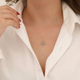 14k Gold | Blue Opal North Star Necklace