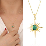 14k Gold | Emerald North Star Necklace