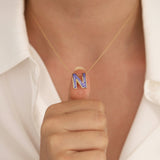 10k Gold | Colorful Initial Letter Necklace