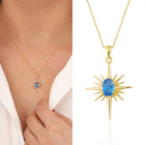 14k Gold | Blue Topaz North Star Necklace